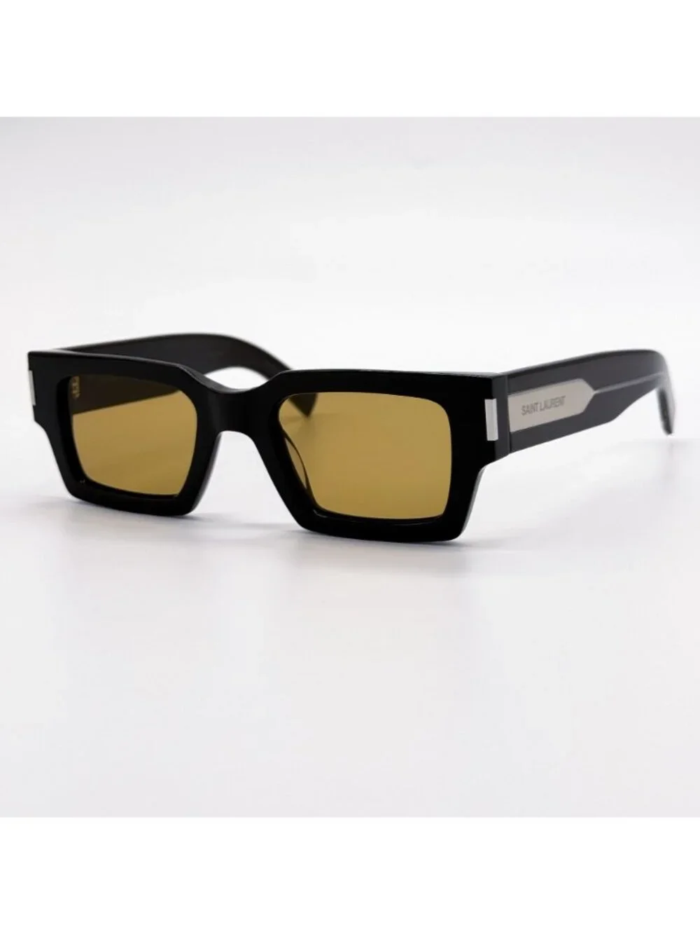 New Saint Laurent Brown Yellow Square Unisex Sunglasses SL572 007
